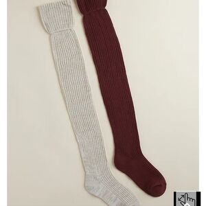 🆕️🧦PLUS-SIZE  BROWN/OATMEAL 2 PACK CABLE KNIT KNEE-HIGH SOCK🧦